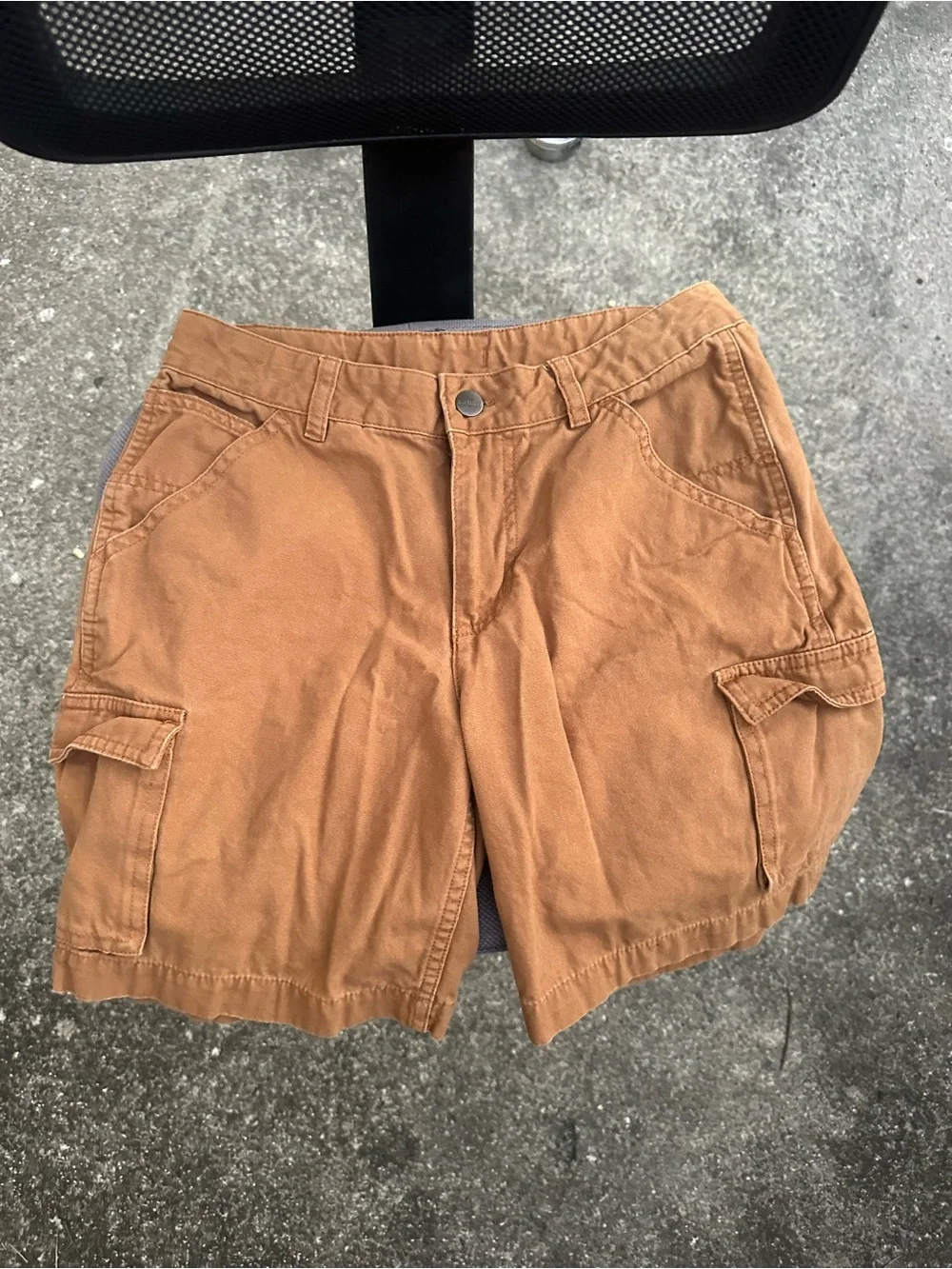 Carhartt Tan Work Shorts with Back Patch Pockets